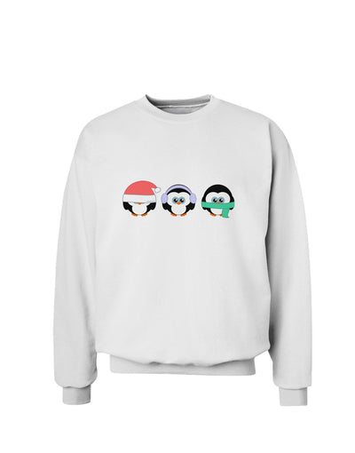 Christmas Penguins See No Evil Hear No Evil Speak No Evil Sweatshirt-Sweatshirts-TooLoud-White-Small-Davson Sales