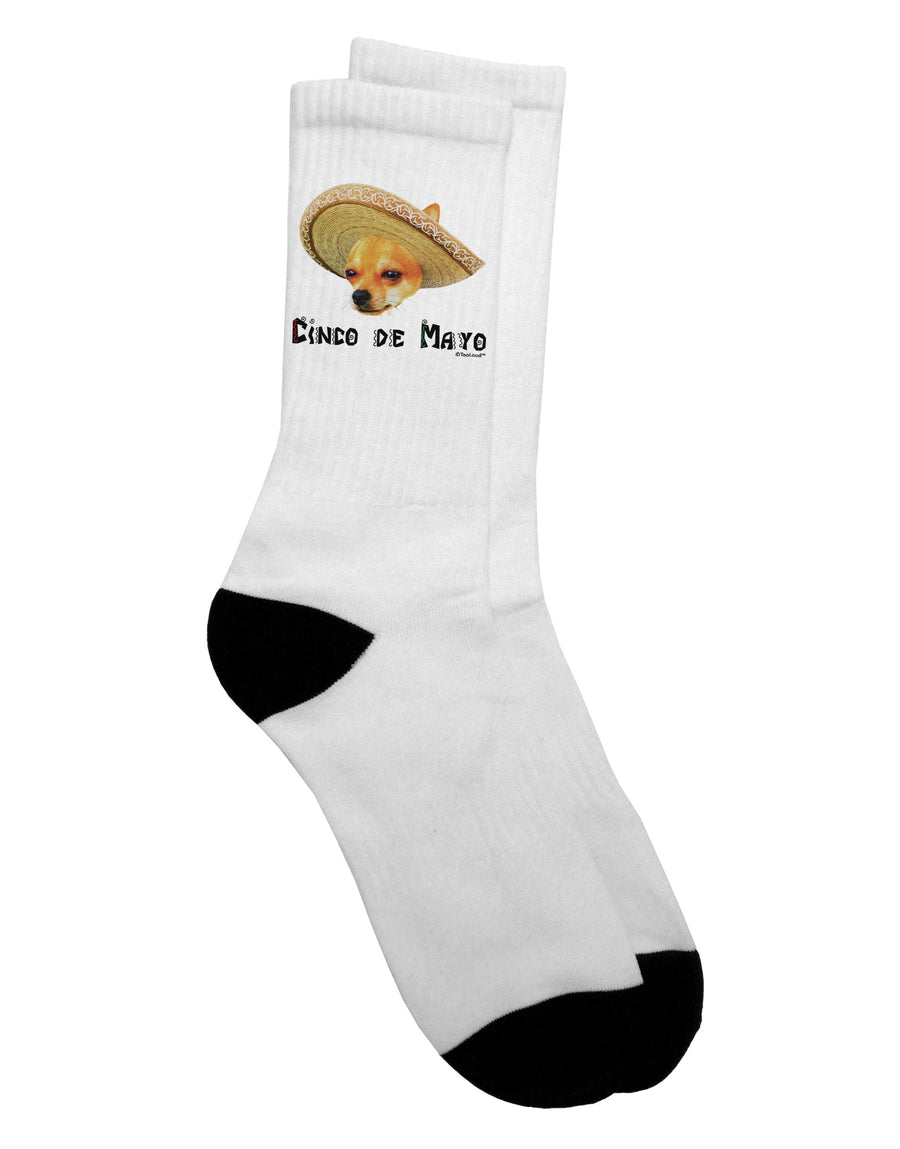 Cinco de Mayo Adult Crew Socks featuring Chihuahua Dog with Sombrero - Available at TooLoud-Socks-TooLoud-White-Ladies-4-6-Davson Sales