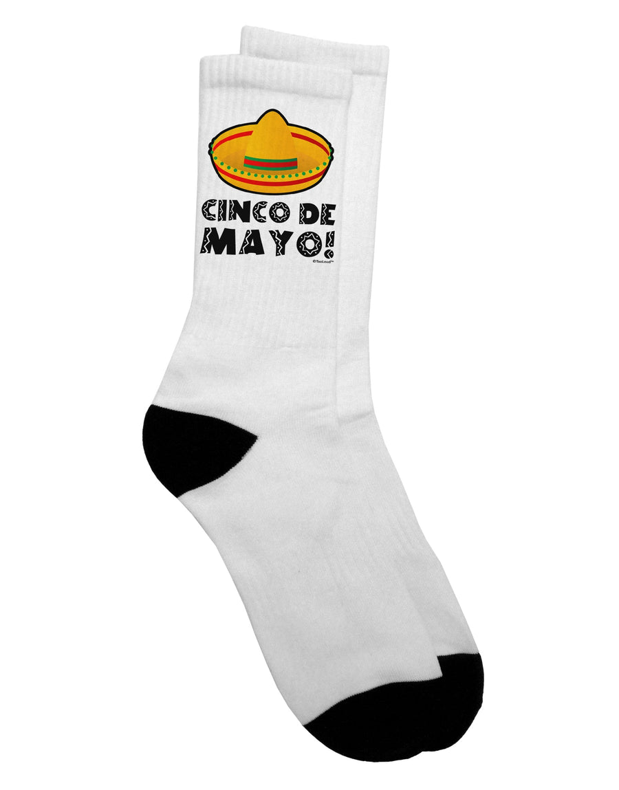 Cinco de Mayo Adult Crew Socks with Sombrero Design - Presented by TooLoud-Socks-TooLoud-White-Ladies-4-6-Davson Sales