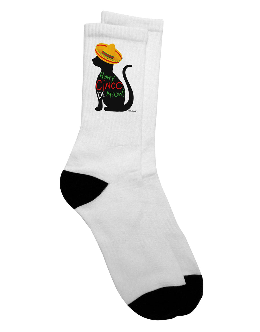 Cinco de Mayo Cat Adult Crew Socks - Perfect for Celebrating Cinco de Mayo with Feline Flair - by TooLoud-Socks-TooLoud-White-Ladies-4-6-Davson Sales