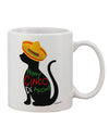 Cinco de Mayo Cat Printed 11 oz Coffee Mug - Expertly Crafted for a Joyful Celebration of Cinco de Meow - TooLoud-11 OZ Coffee Mug-TooLoud-White-Davson Sales