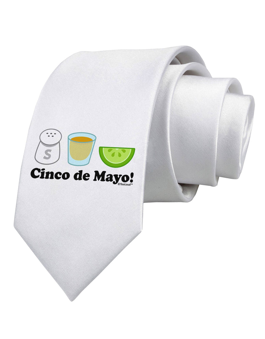 Cinco de Mayo Design - Salt Tequila Lime Printed White Necktie by TooLoud