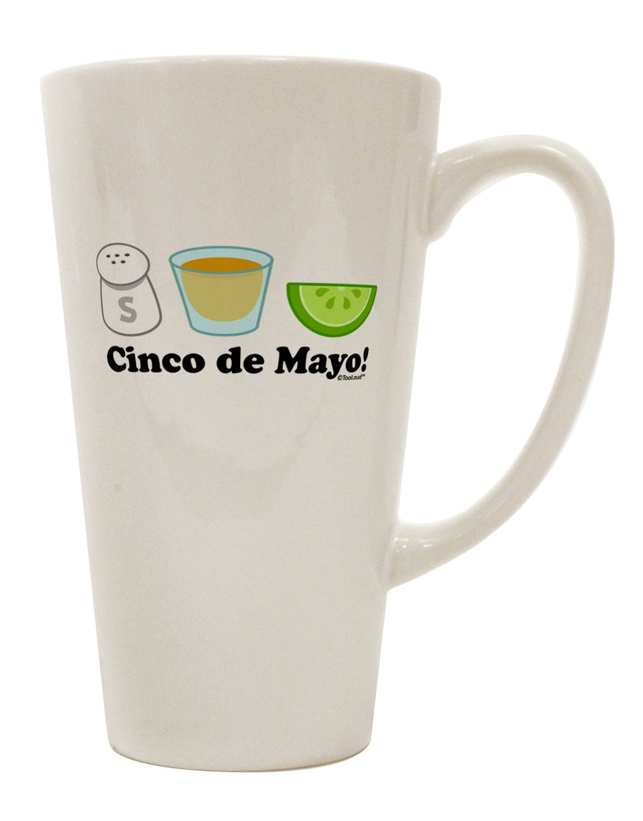 Cinco de Mayo Inspired Conical Latte Coffee Mug - Expertly Crafted for Salt, Tequila, and Lime Enthusiasts by TooLoud-Conical Latte Mug-TooLoud-White-Davson Sales