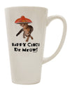 Cinco de Meow Celebration: Cat with Pink Sombrero - 16 Ounce Conical Latte Coffee Mug by TooLoud-Conical Latte Mug-TooLoud-White-Davson Sales