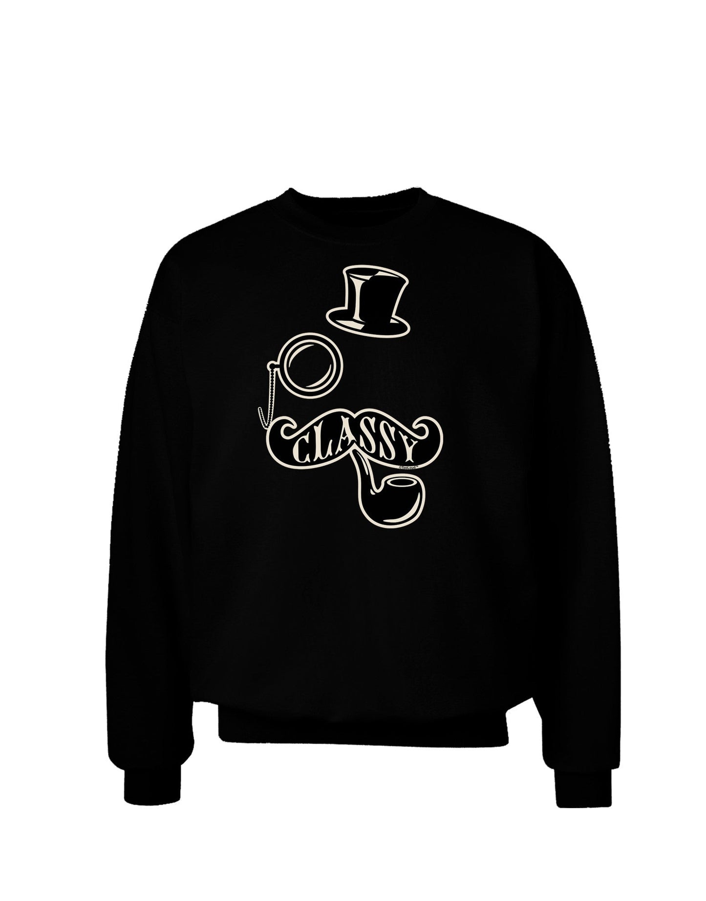 Classy Tophat Mustache Pipe and Monocle Adult Dark Sweatshirt-Sweatshirts-TooLoud-Black-Small-Davson Sales