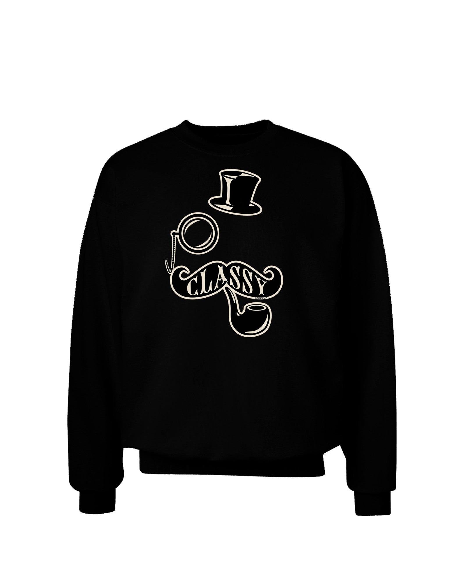 Classy Tophat Mustache Pipe and Monocle Adult Dark Sweatshirt-Sweatshirts-TooLoud-Black-Small-Davson Sales