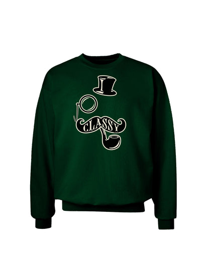 Classy Tophat Mustache Pipe and Monocle Adult Dark Sweatshirt-Sweatshirts-TooLoud-Deep-Forest-Green-Small-Davson Sales