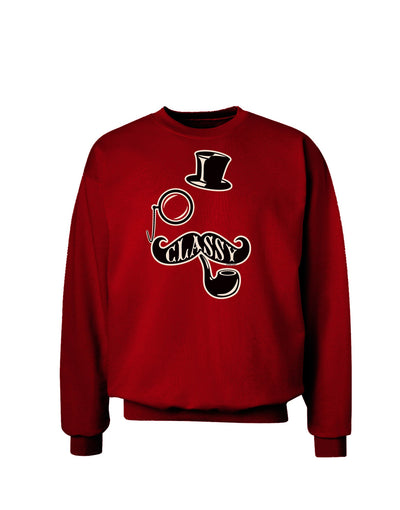 Classy Tophat Mustache Pipe and Monocle Adult Dark Sweatshirt-Sweatshirts-TooLoud-Deep-Red-Small-Davson Sales