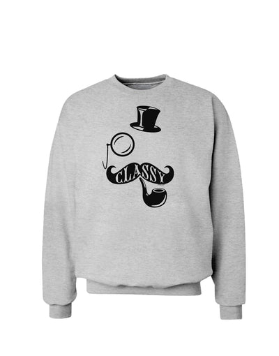 Classy Tophat Mustache Pipe and Monocle Sweatshirt-Sweatshirts-TooLoud-AshGray-Small-Davson Sales