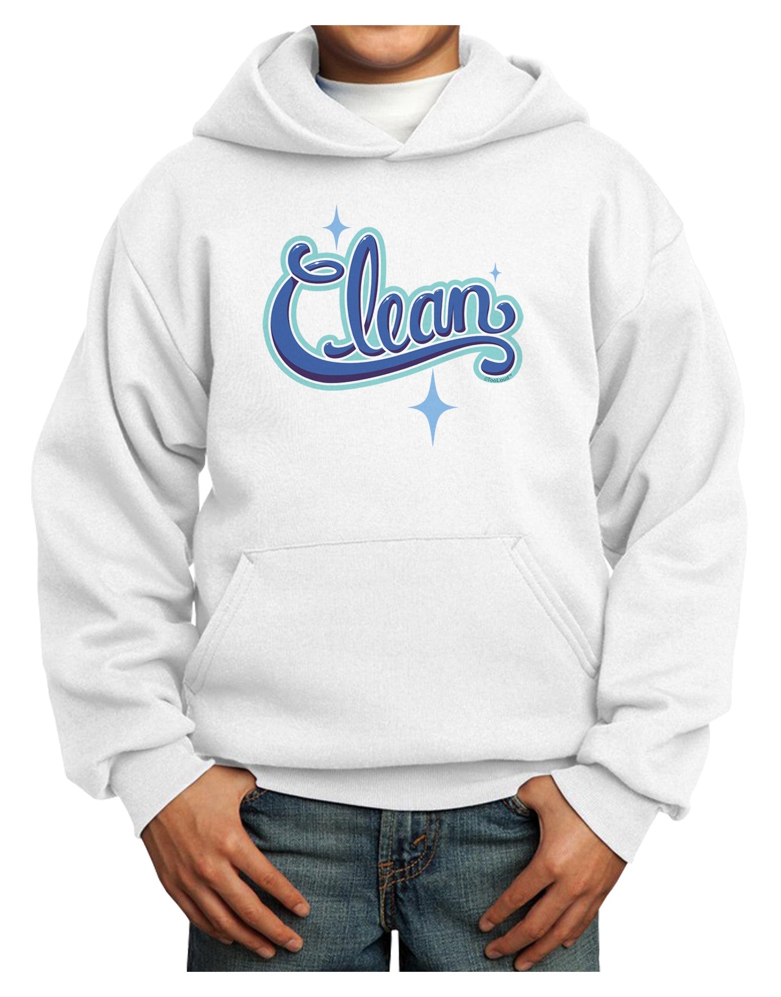 Clean Text Youth Hoodie Pullover Sweatshirt-Youth Hoodie-TooLoud-White-XS-Davson Sales