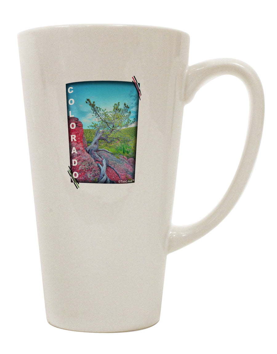 Cliffside Tree Text - Exquisite 16 Ounce Conical Latte Coffee Mug - TooLoud-Conical Latte Mug-TooLoud-White-Davson Sales