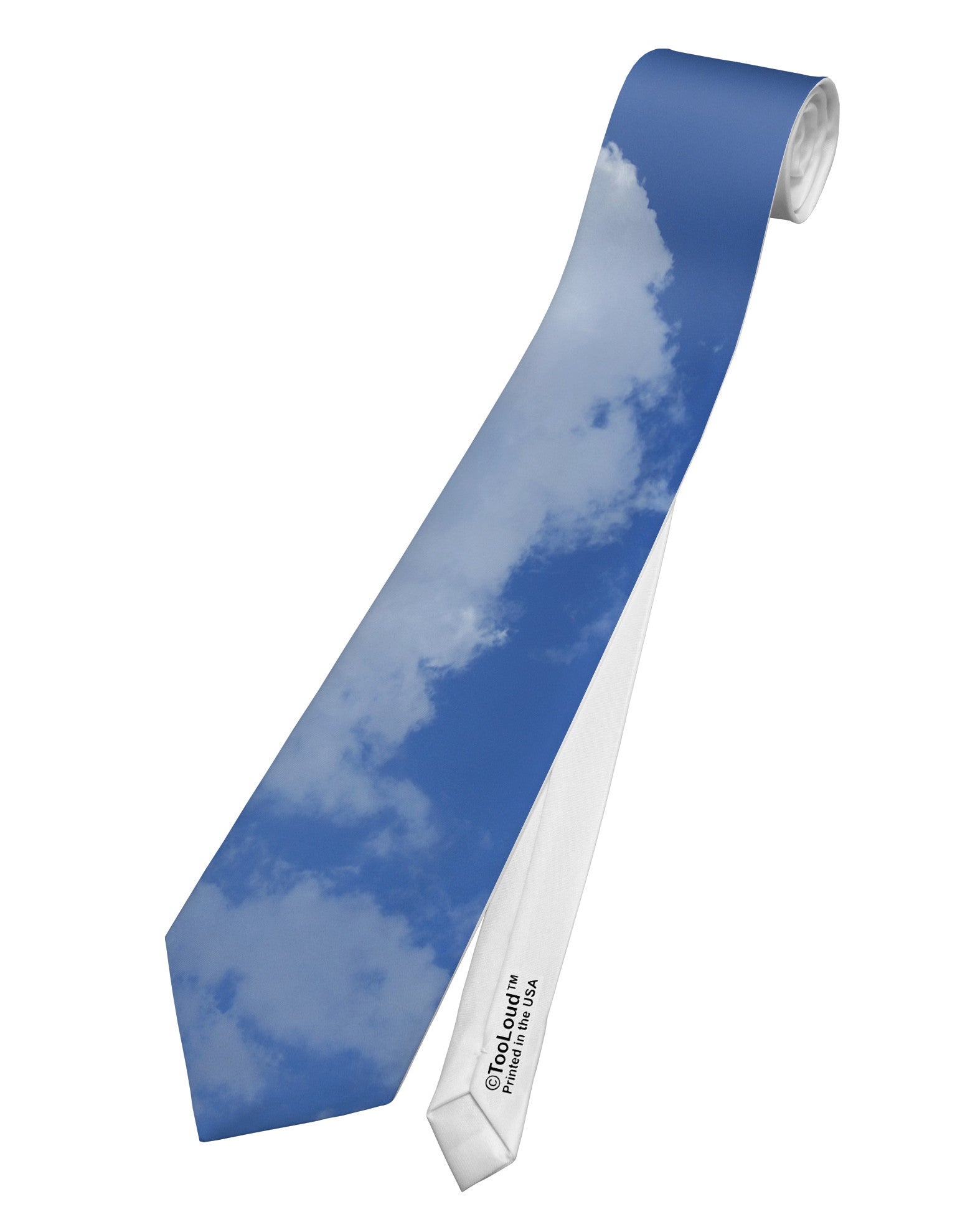 Clouds All Over Printed White Necktie All Over Print