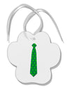 Clover Pattern Tie St Patrick's Day Paw Print Shaped Ornament-Ornament-TooLoud-White-Davson Sales