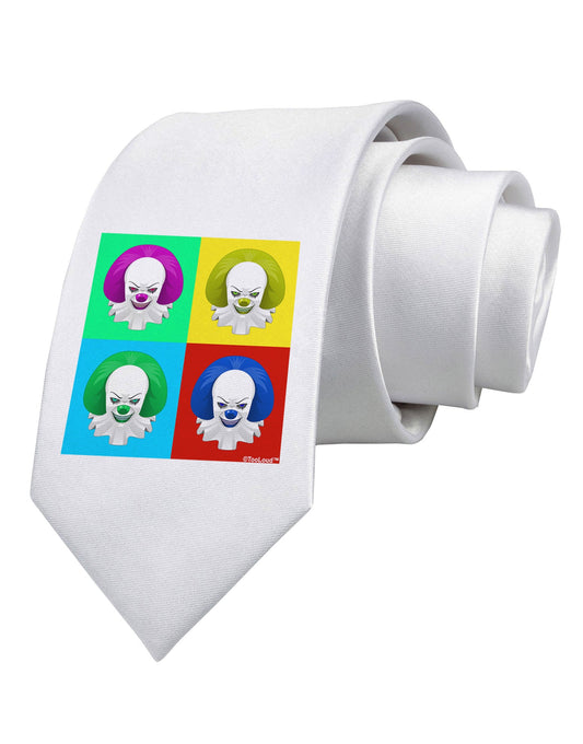 Clown Face Pop Art 2 Printed White Necktie