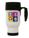 Clown Face Pop Art Stainless Steel 14oz Travel Mug-Travel Mugs-TooLoud-White-Davson Sales