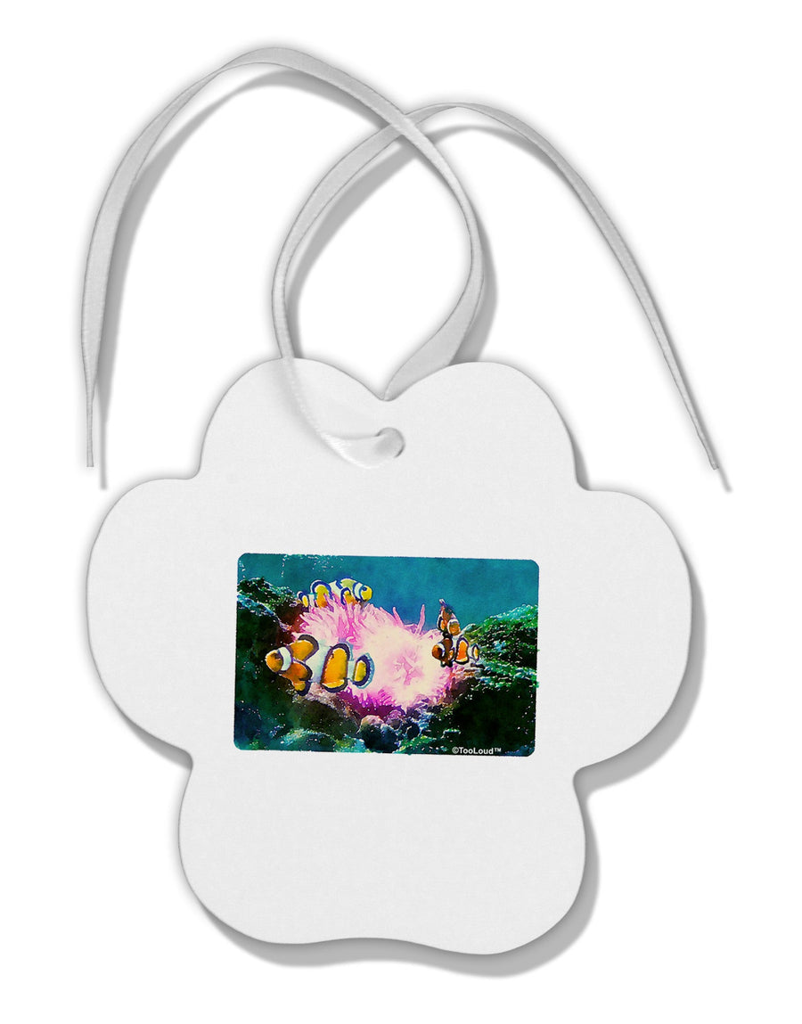 Clownfish Watercolor Paw Print Shaped Ornament-Ornament-TooLoud-White-Davson Sales