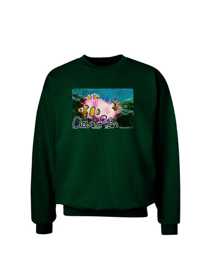 Clownfish Watercolor Text Adult Dark Sweatshirt-Sweatshirts-TooLoud-Deep-Forest-Green-Small-Davson Sales