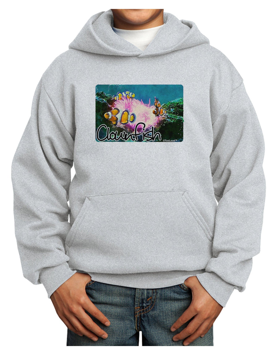 Clownfish Watercolor Text Youth Hoodie Pullover Sweatshirt-Youth Hoodie-TooLoud-White-XS-Davson Sales