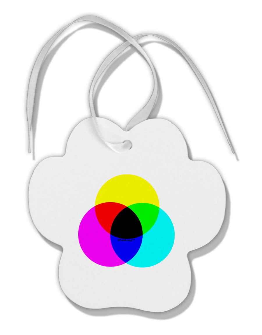 CMYK Color Model Paw Print Shaped Ornament by TooLoud-Ornament-TooLoud-White-Davson Sales