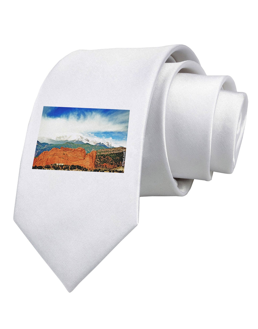 CO Beautiful View Printed White Necktie