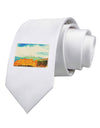 CO Beautiful View Watercolor Printed White Necktie