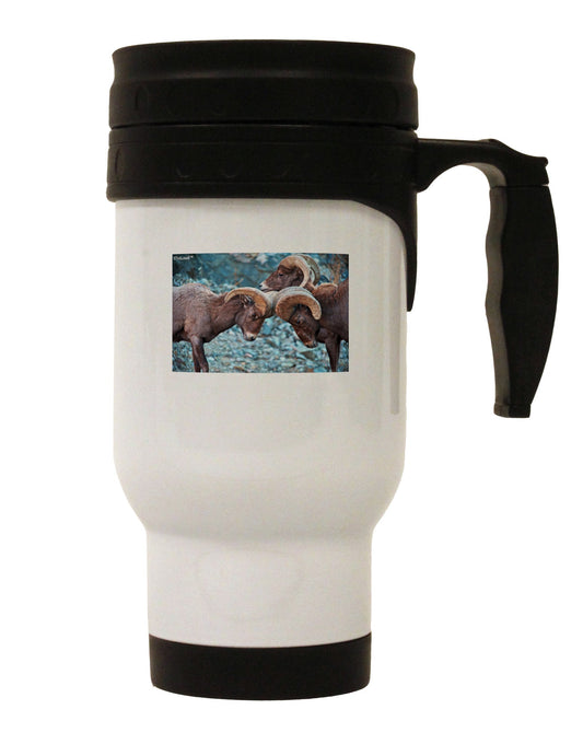 CO Bighorn Head Butt Stainless Steel 14oz Travel Mug-Travel Mugs-TooLoud-White-Davson Sales