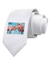 CO Bighorn Head Butt Watercolor Printed White Necktie