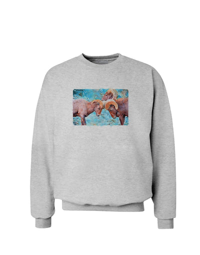 CO Bighorn Head Butt Watercolor Sweatshirt-Sweatshirts-TooLoud-AshGray-Small-Davson Sales