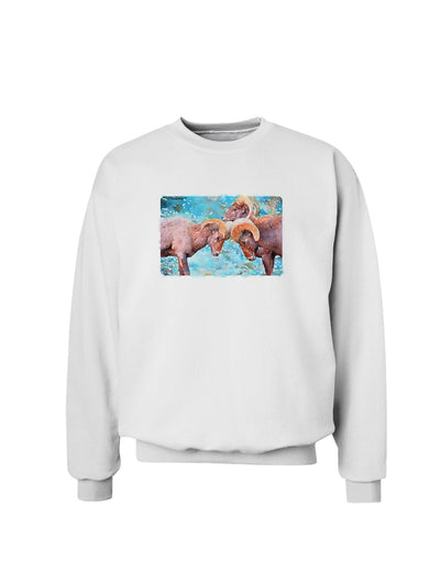 CO Bighorn Head Butt Watercolor Sweatshirt-Sweatshirts-TooLoud-White-Small-Davson Sales