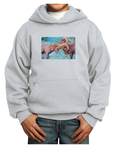 CO Bighorn Head Butt Watercolor Youth Hoodie Pullover Sweatshirt-Youth Hoodie-TooLoud-Ash-XS-Davson Sales