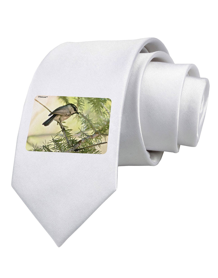 CO Chickadee Printed White Necktie