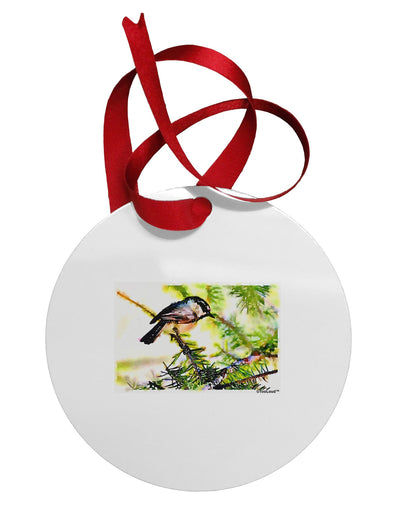 CO Chickadee Watercolor Circular Metal Ornament-Ornament-TooLoud-White-Davson Sales