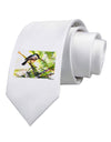 CO Chickadee Watercolor Printed White Necktie