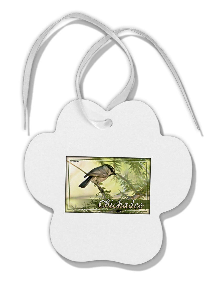 CO Chickadee with Text Paw Print Shaped Ornament-Ornament-TooLoud-White-Davson Sales