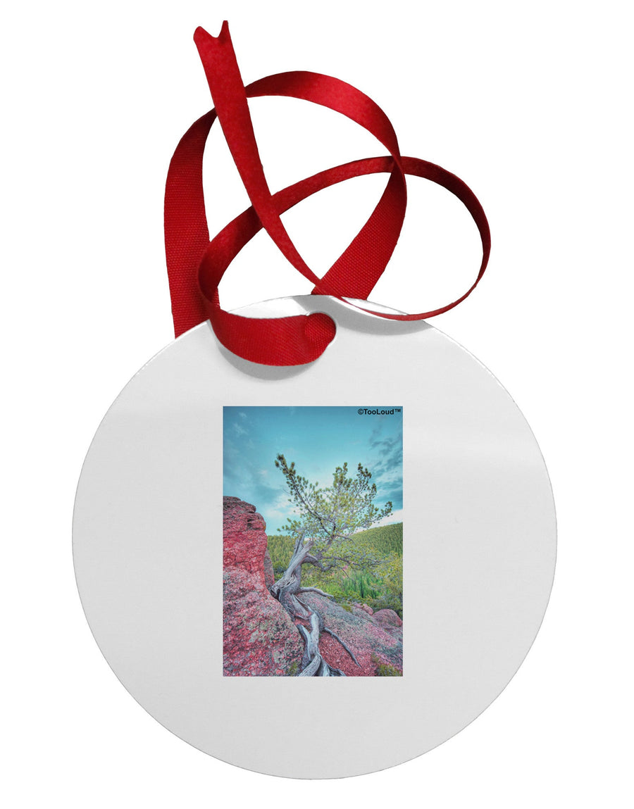 CO Cliffside Tree Circular Metal Ornament-Ornament-TooLoud-White-Davson Sales