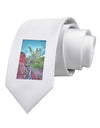 CO Cliffside Tree Printed White Necktie