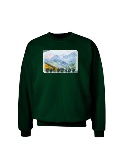 CO Fog Mountains Text Adult Dark Sweatshirt-Sweatshirts-TooLoud-Deep-Forest-Green-Small-Davson Sales