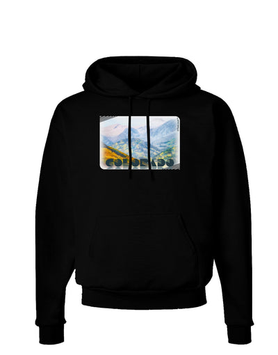 CO Fog Mountains Text Dark Hoodie Sweatshirt-Hoodie-TooLoud-Black-Small-Davson Sales