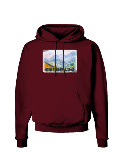 CO Fog Mountains Text Dark Hoodie Sweatshirt-Hoodie-TooLoud-Maroon-Small-Davson Sales