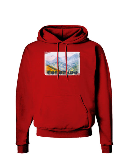 CO Fog Mountains Text Dark Hoodie Sweatshirt-Hoodie-TooLoud-Red-Small-Davson Sales