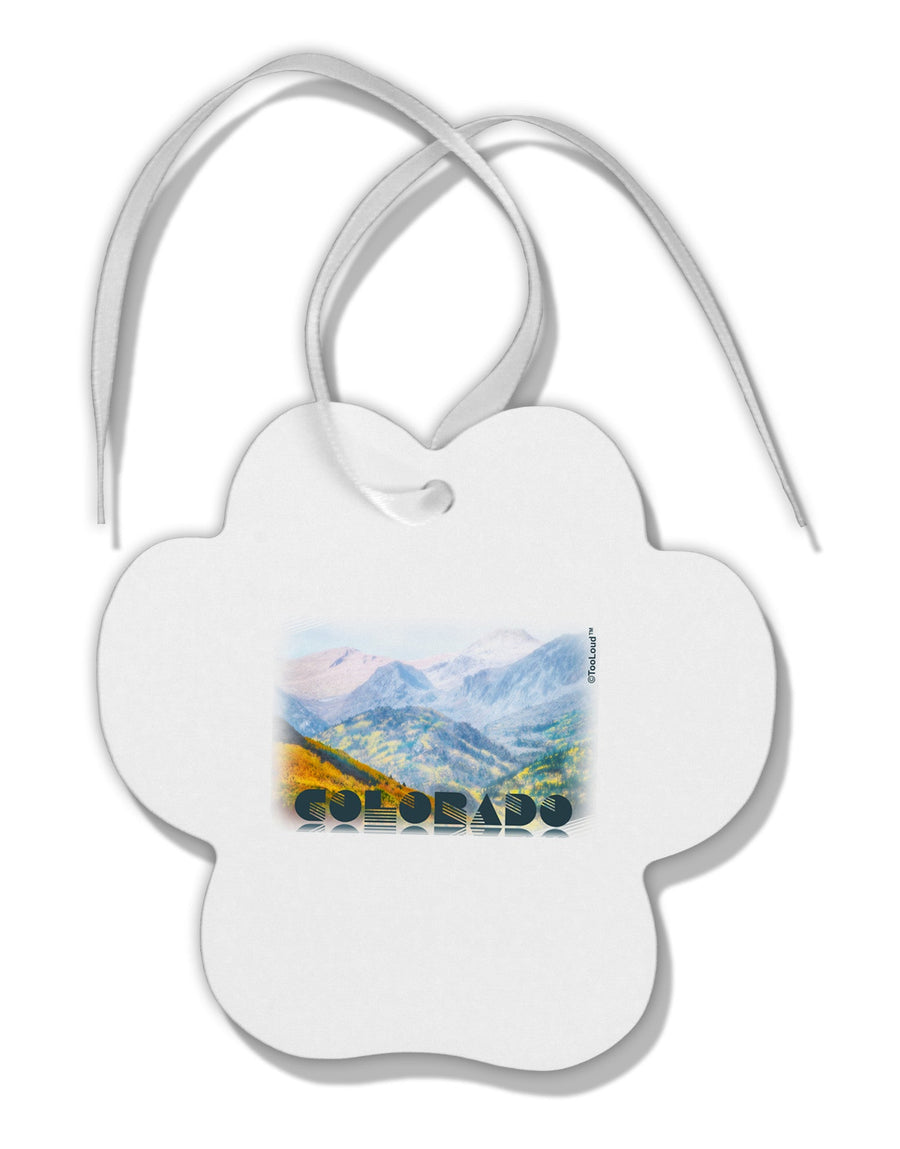 CO Fog Mountains Text Paw Print Shaped Ornament-Ornament-TooLoud-White-Davson Sales