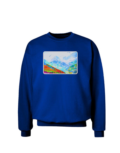 CO Fog Mountains Watercolor Adult Dark Sweatshirt-Sweatshirts-TooLoud-Deep-Royal-Blue-Small-Davson Sales