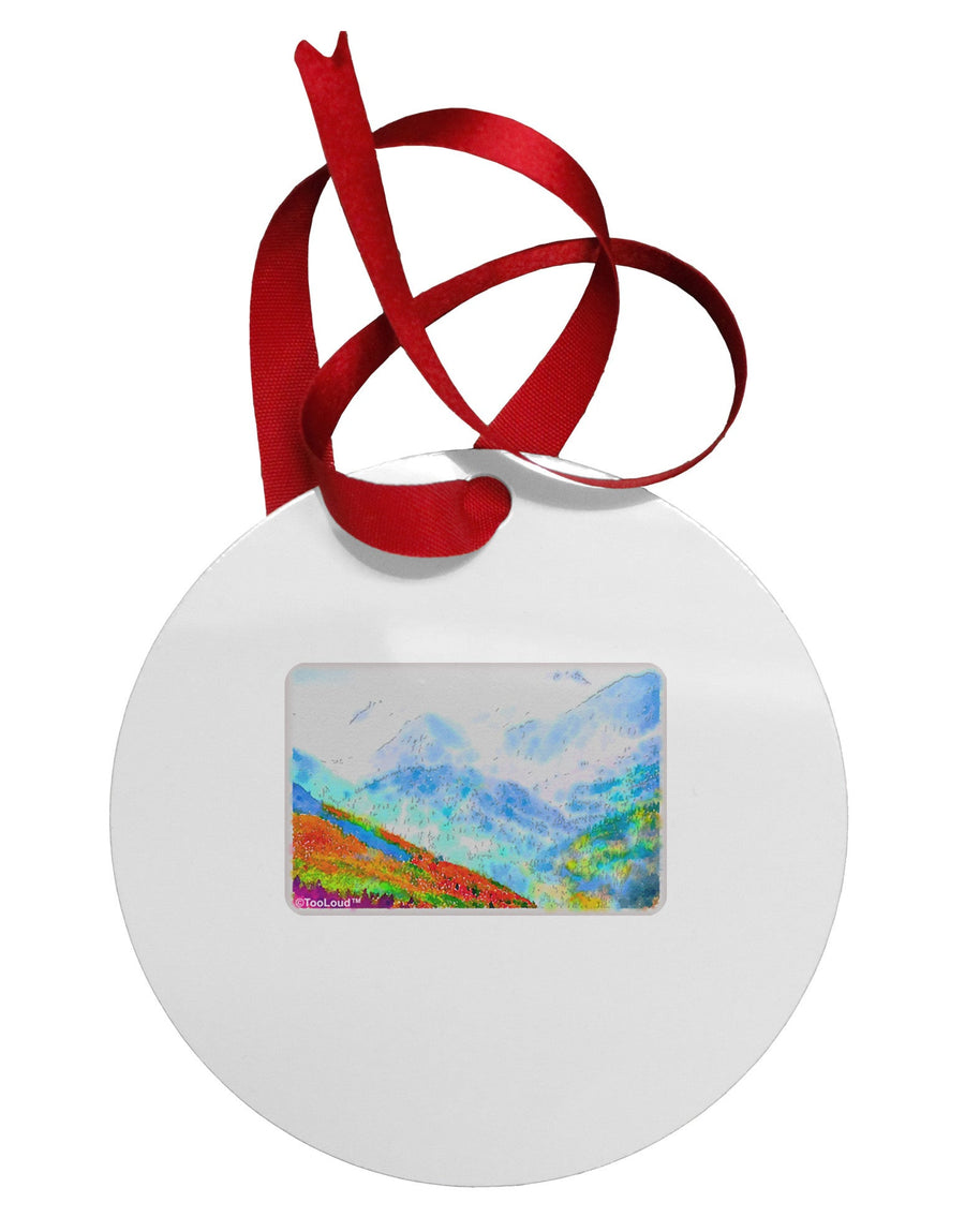 CO Fog Mountains Watercolor Circular Metal Ornament-Ornament-TooLoud-White-Davson Sales