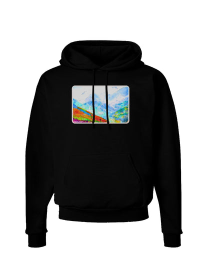 CO Fog Mountains Watercolor Dark Hoodie Sweatshirt-Hoodie-TooLoud-Black-Small-Davson Sales