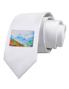 CO Fog Mountains Watercolor Printed White Necktie