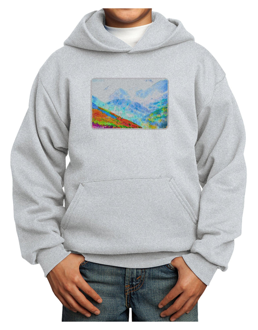 CO Fog Mountains Watercolor Youth Hoodie Pullover Sweatshirt-Youth Hoodie-TooLoud-White-XS-Davson Sales