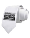 CO Mountain Forest Scene Printed White Necktie