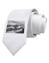 CO Mountain Forest Watercolor Printed White Necktie