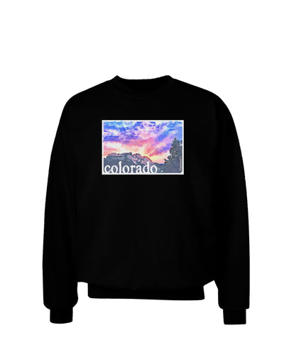 CO Rainbow Sunset Watercolor Text Adult Dark Sweatshirt-Sweatshirts-TooLoud-Black-Small-Davson Sales