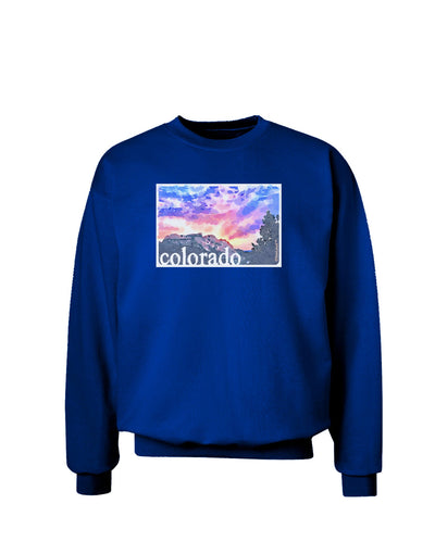 CO Rainbow Sunset Watercolor Text Adult Dark Sweatshirt-Sweatshirts-TooLoud-Deep-Royal-Blue-Small-Davson Sales